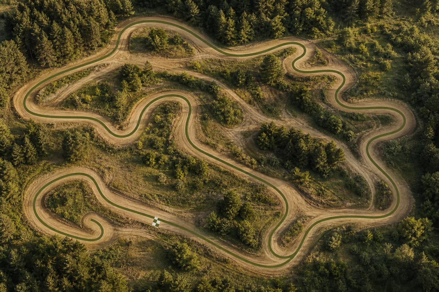 Hartă ilustrativă din perspectivă aeriană a traseului ATV Motocross