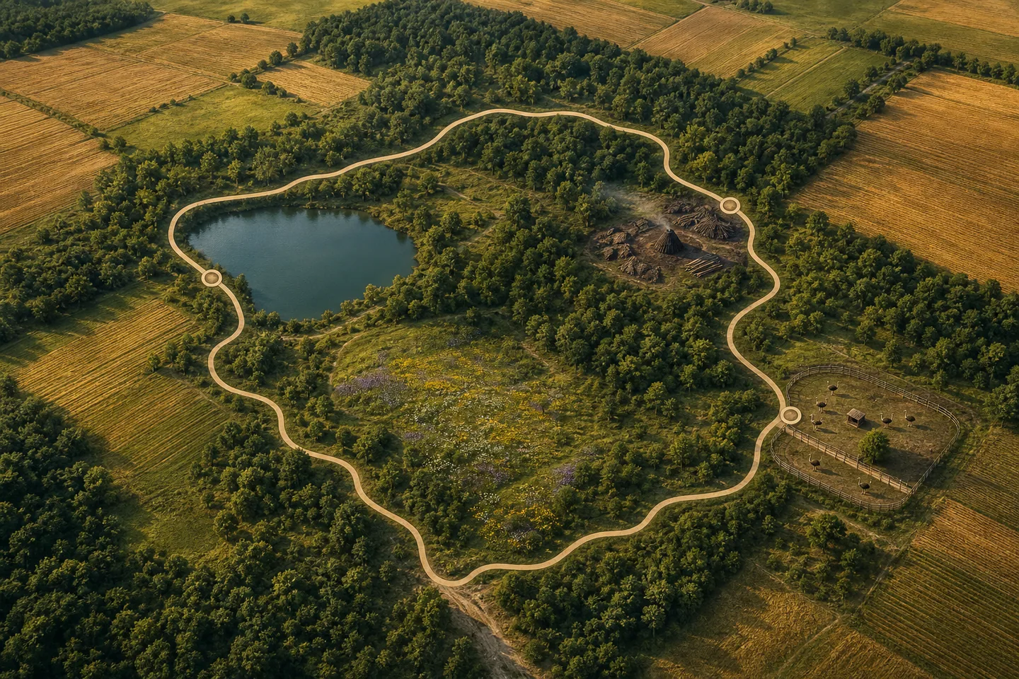Hartă ilustrativă din perspectivă aeriană a traseului ATV Poiana Fluturilor
